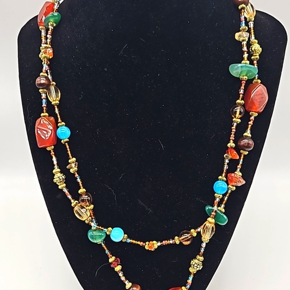 Glass bead single strand necklace 18" L - Picture 2 of 8